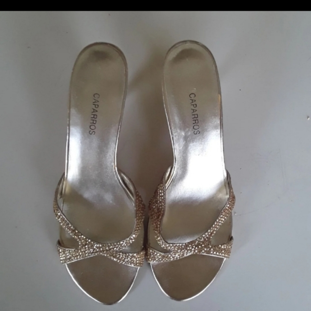 Silver Sequin Low Heels